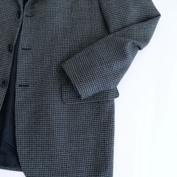 Mantles	Vintage 100% Wool Plaid Black Blazer ~ Sz 44T - Picture 11 of 12